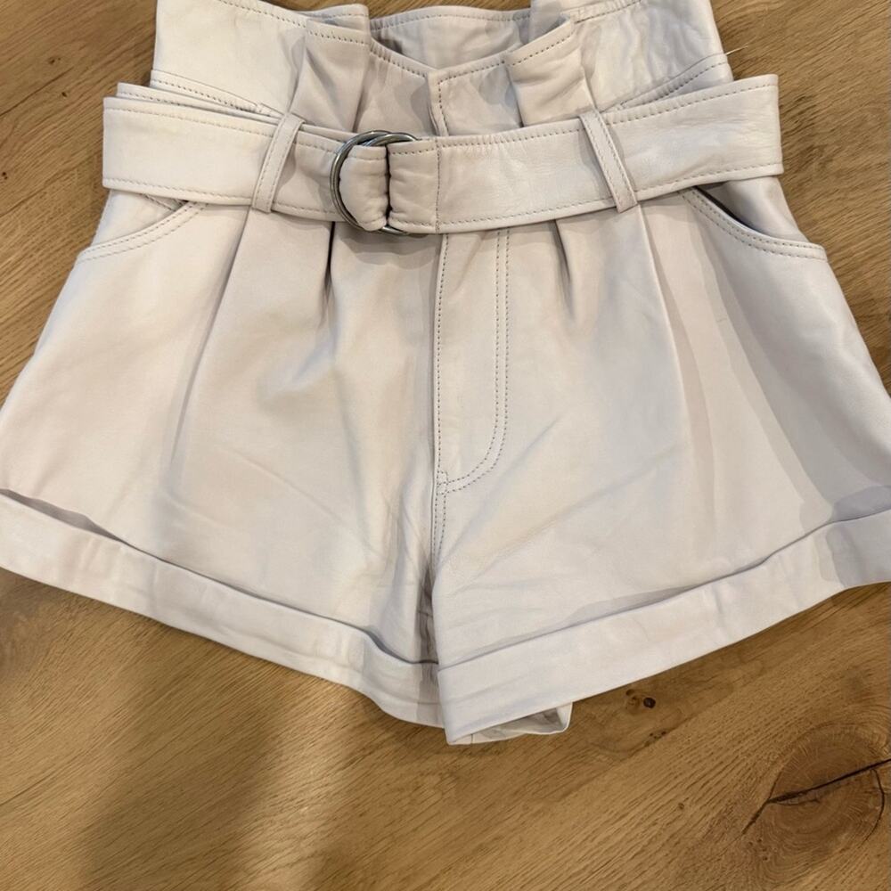 Marissa Webb Dixon Leather Paperbag Shorts Bone Size 0 w/ RealReal Tag